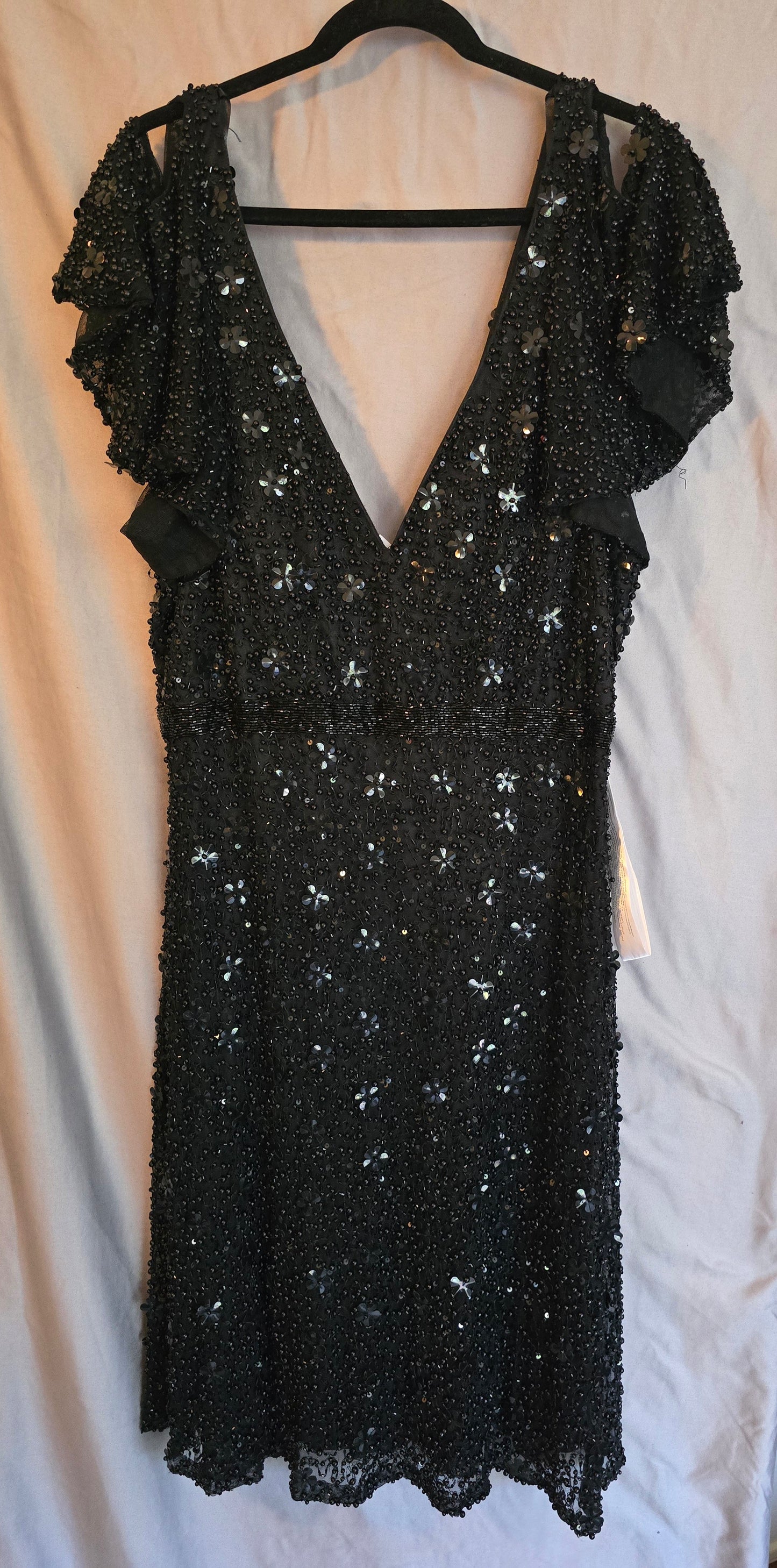 EMBELLISHED COLD SHOULDER COCKTAIL DRESS