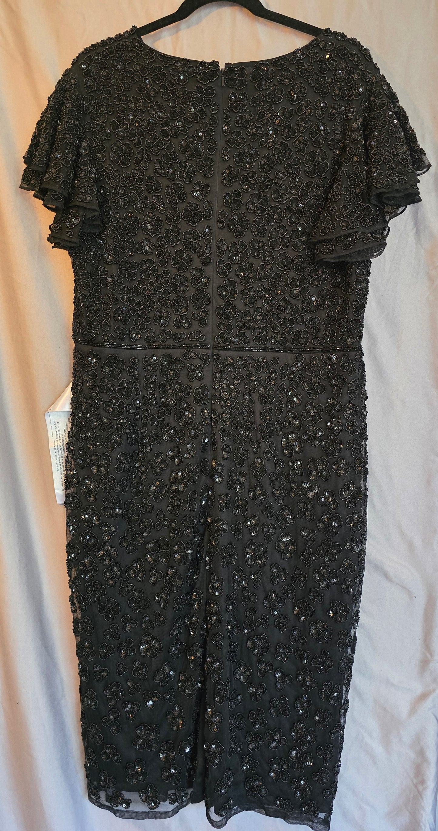 HIGH NECK SHORT SLEEVE EMBELLISHED DRESS