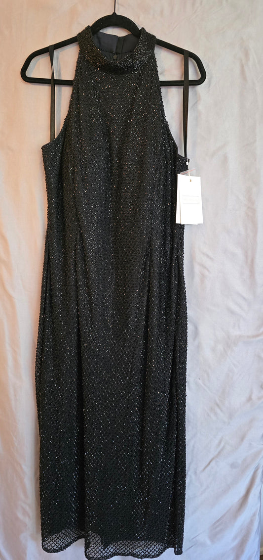 HIGH NECK HALTER SLEEVELESS MIDI DRESS