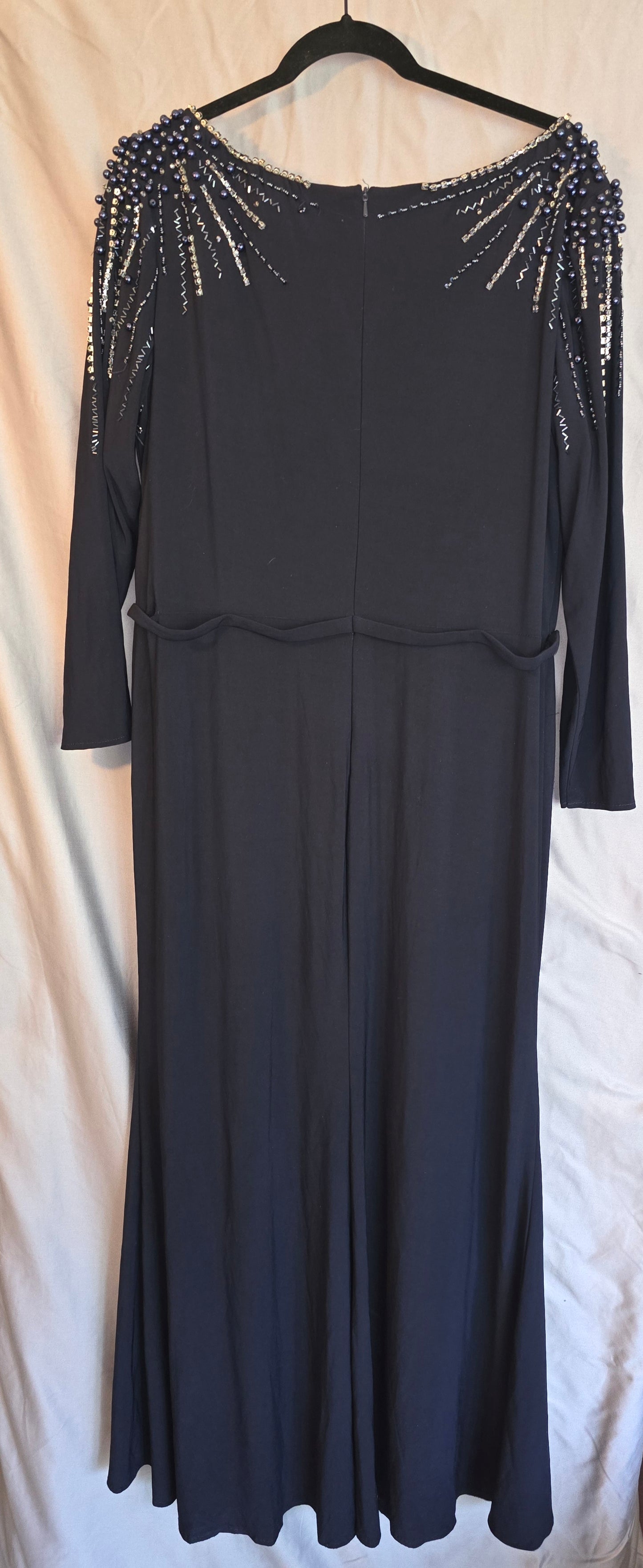 LONG SLEEVE FAUX WRAP JERSEY GOWN