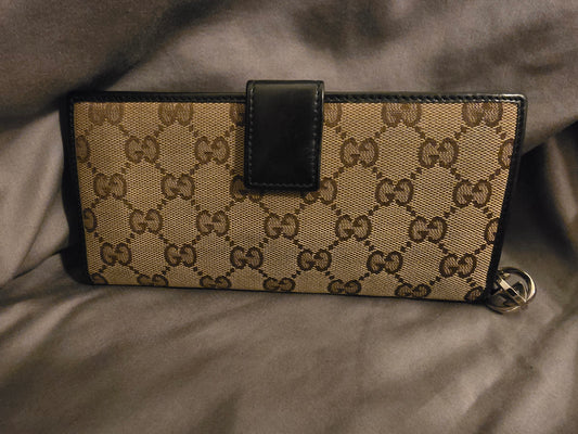GUCCI GG CANVAS AND LEATHER CONTINENTAL WALLET Preloved <3