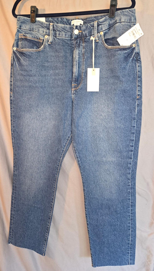 GOOD AMERICAN GOOD CLASSIC RAW HEM HIGH RISE JEANS