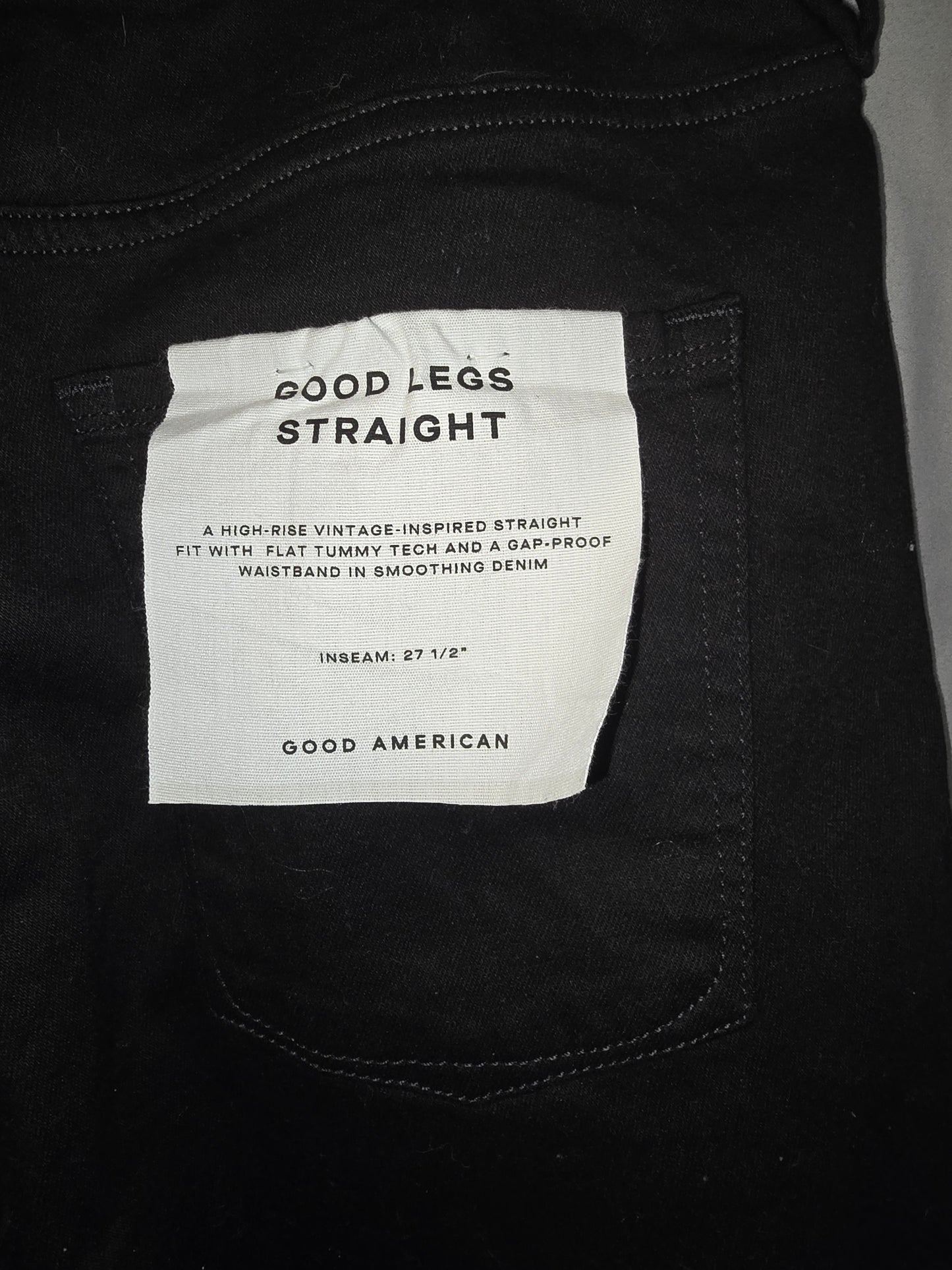 GOOD AMERICAN GOOD LEGS STRAIGHT NEVER FADE JEANS BUTTON FLY