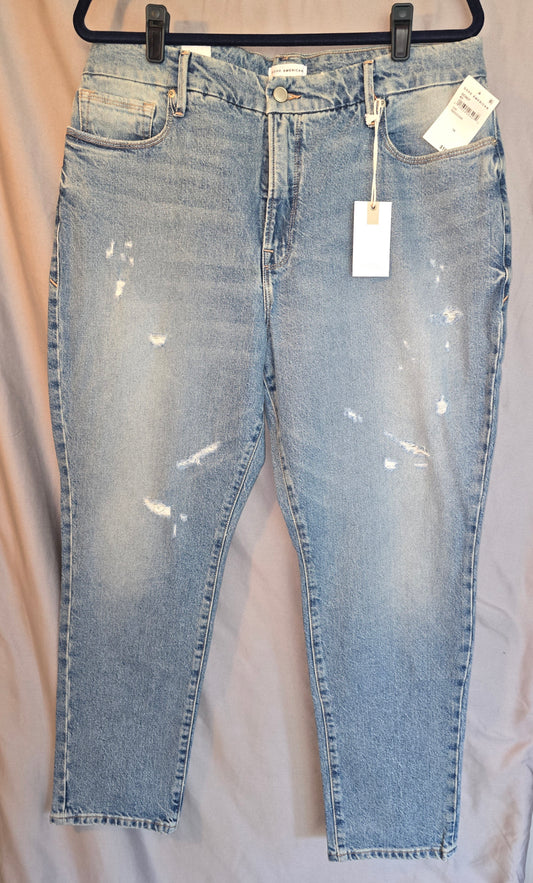 GOOD AMERICAN GOOD CLASSIS CURVY DISTRESSED HIGH WAIST