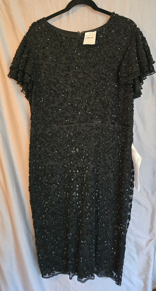 HIGH NECK SHORT SLEEVE EMBELLISHED DRESS